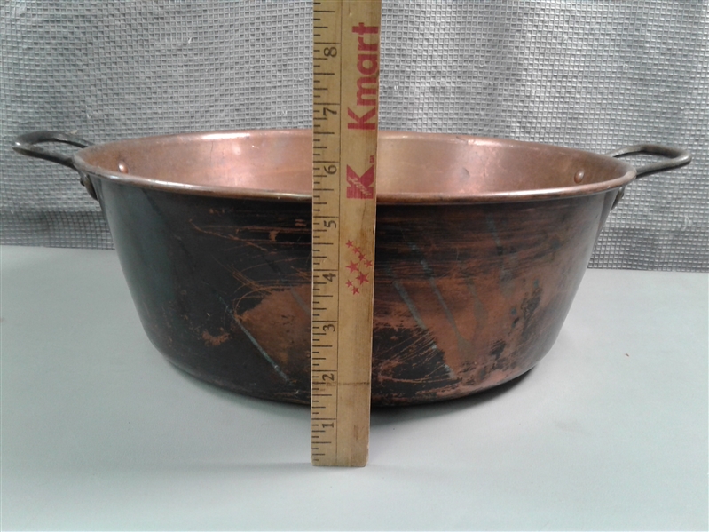 Large Vintage Copper Pot w/Brass Handles