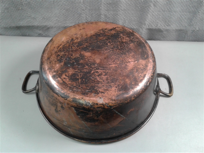 Large Vintage Copper Pot w/Brass Handles