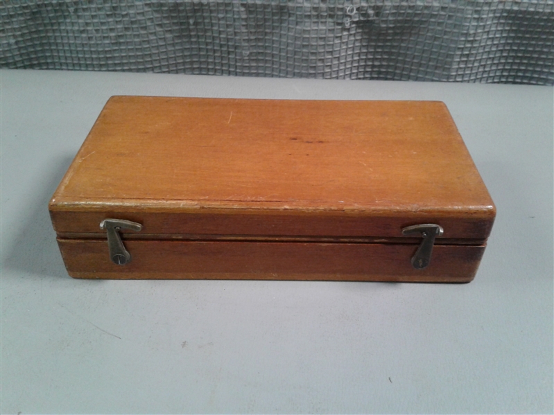 Vintage Weights in Wooden Box W/Latches