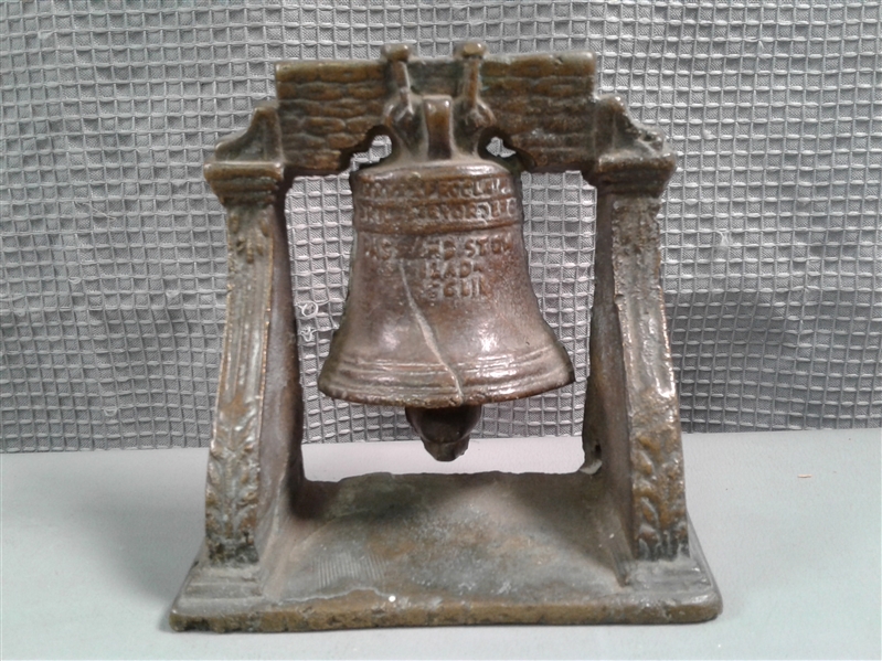 Vintage Bronze Liberty Bell- Bookend