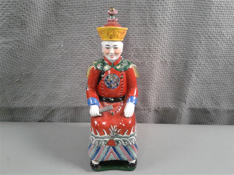 Antique Porcelain Chinese Emperor Figurine