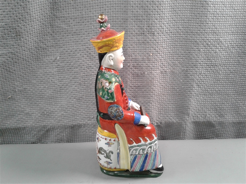 Antique Porcelain Chinese Emperor Figurine