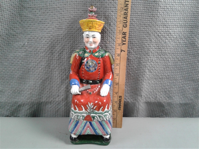 Antique Porcelain Chinese Emperor Figurine