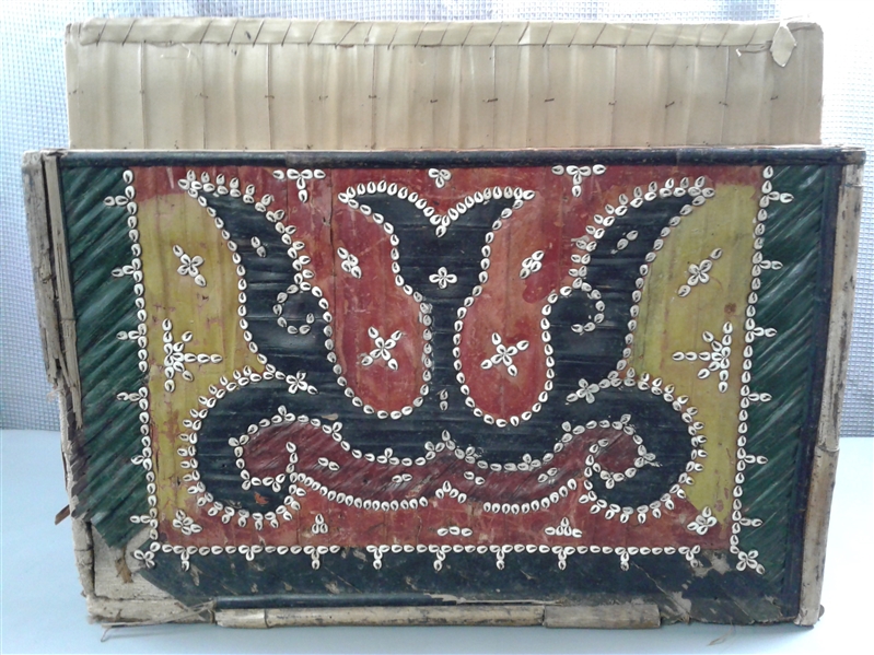 Vintage/Antique Indonesian Wedding Box Inlaid with Handstitched Cowry Shells