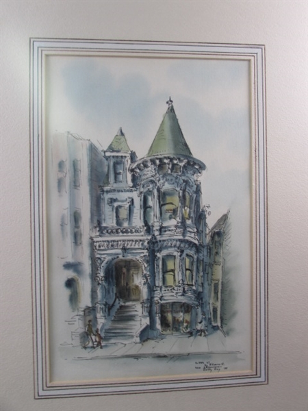 Vintage 1955 Signed Original Watercolor & Ink Painting by Betty Guy