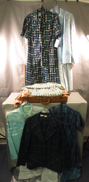 Vintage Samsonite Suitcase with Retro Women's Clothing