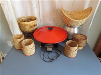 Wok, Sticky Rice Steamer & Containers
