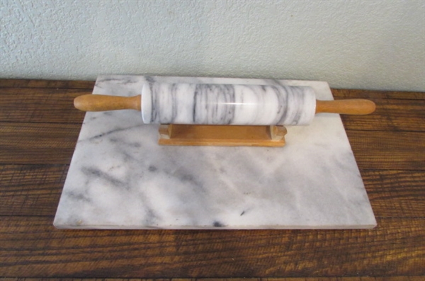 Marble Cutting Board and Rolling Pin