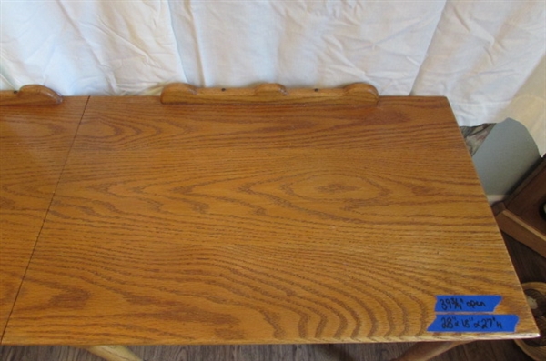 Vintage Rolling Side Table w/Fold Down Side