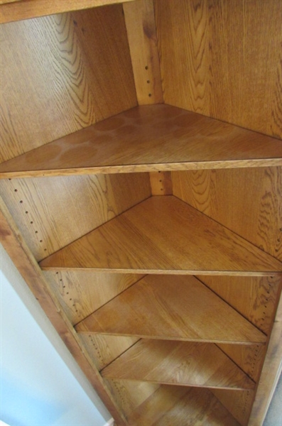 Wood Corner Cabinet W/Adjustable Shelves
