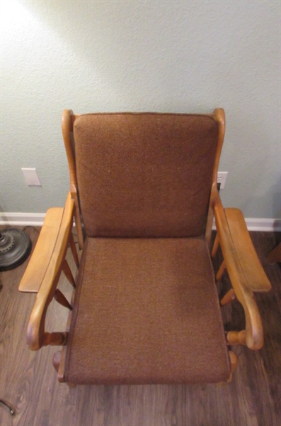 Vintage MCM Wood and Upholstered Side Chair
