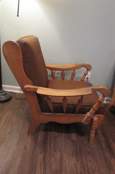 Vintage MCM Wood and Upholstered Side Chair