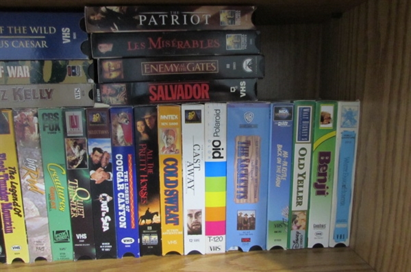 Large Collection of VHS, 14 Orion TV & DVD/VHS Player - SHELF NOT INCLUDED
