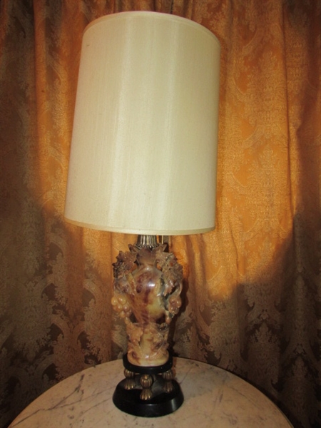 CARVED STONE TABLE LAMP