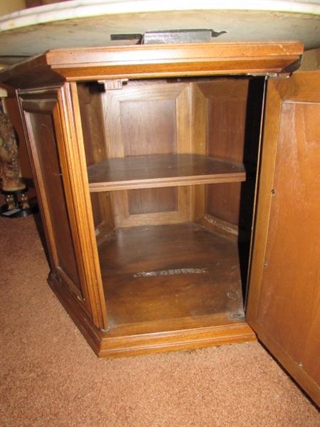 VINTAGE OCTAGON SIDE TABLE WITH MARBLE TOP