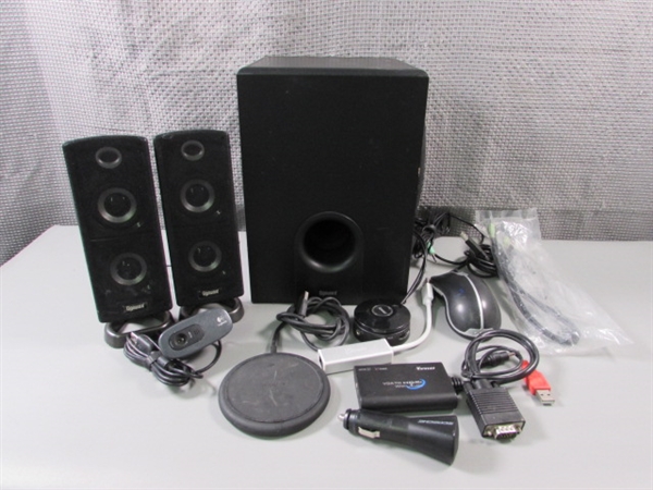 Gigaware Multimedia Speakers, Webcam, Mouse, Etc.