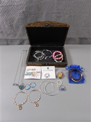 Jewelry Box with Jewelry- Some New, One 925