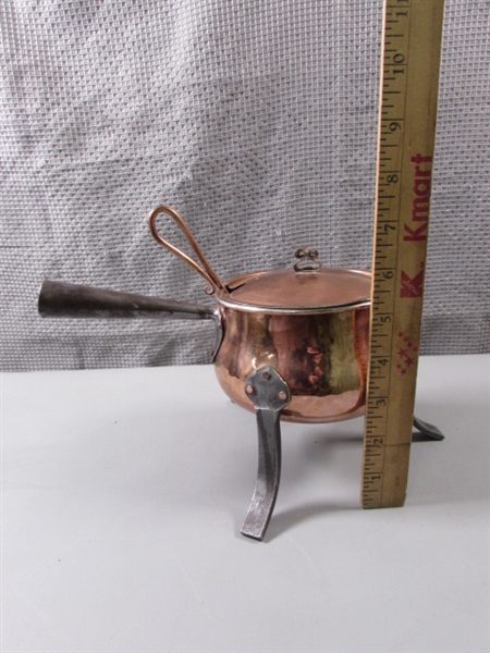 Copper Fondue Pot & Double Boiler w/Ceramic Pot