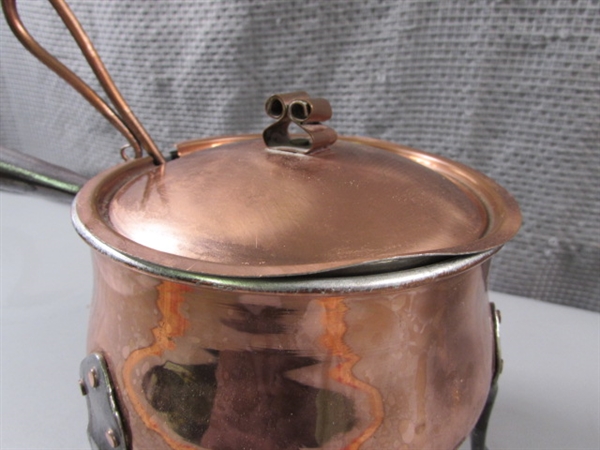 Copper Fondue Pot & Double Boiler w/Ceramic Pot