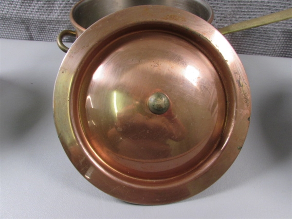 Copper Fondue Pot & Double Boiler w/Ceramic Pot