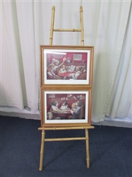 Framed C M Coolidge Dogs & Bamboo Easel