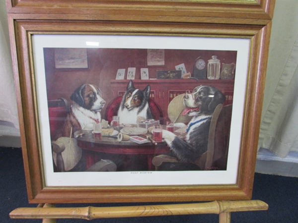 Framed C M Coolidge Dogs & Bamboo Easel