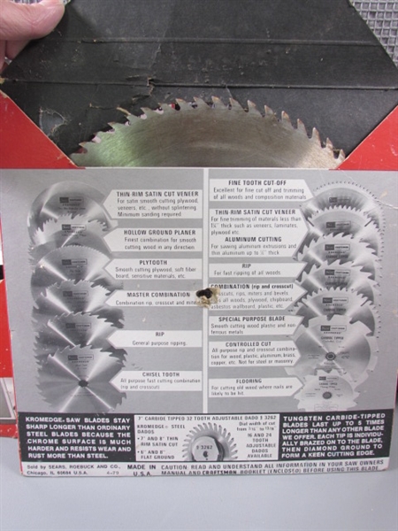 Craftsman 10 Blades and Sanding Wheel