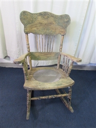 Vintage Rocking Chair W/Carved Back