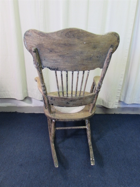 Vintage Rocking Chair W/Carved Back