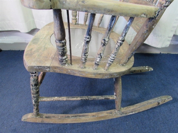 Vintage Rocking Chair W/Carved Back