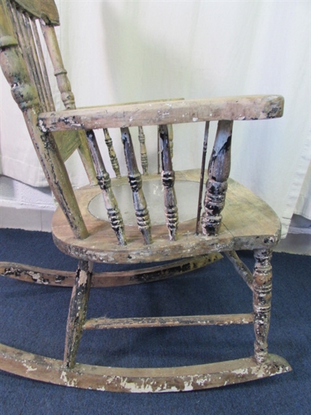 Vintage Rocking Chair W/Carved Back