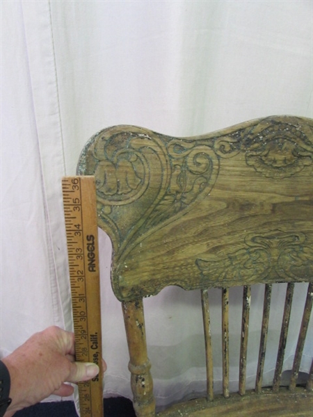 Vintage Rocking Chair W/Carved Back