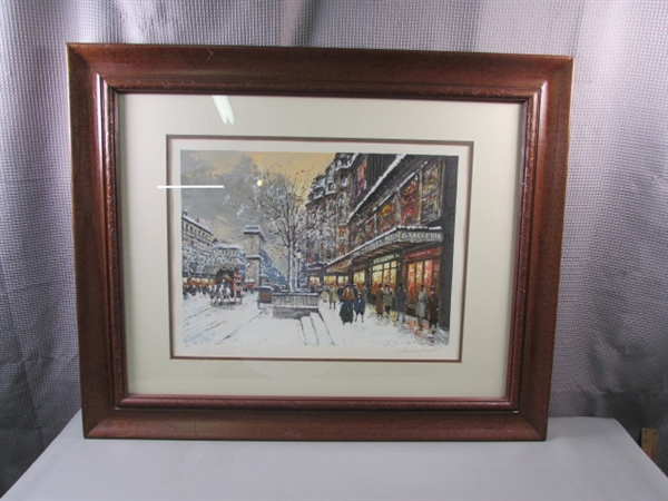 Signed and Framed Original Serigraph Paris En Hiver by Boulet W/COA