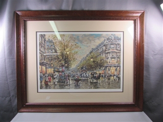 Signed and Framed Original Serigraph "Rue Vaudevil-Le" by Boulet W/COA