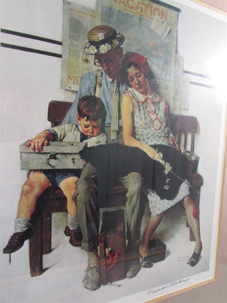 Museum Piece Hand Signed Tired But Happy Framed Norman Rockwell W/COA