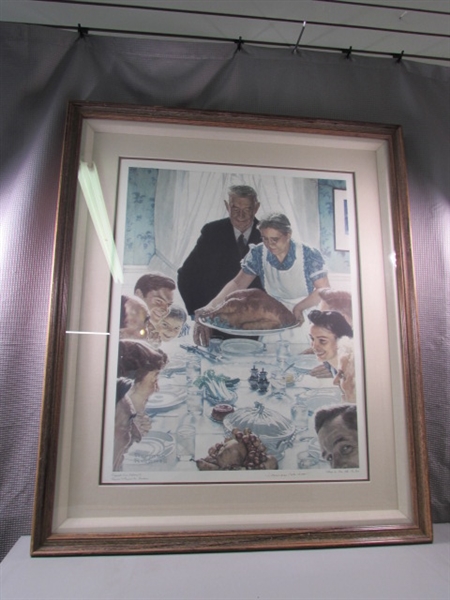 Framed and Hand Signed Freedom From Want Norman Rockwell W/COA