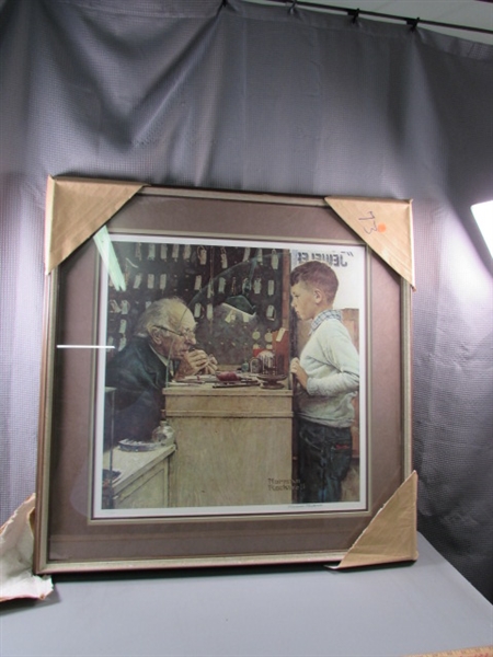 Framed and Signed Norman Rockwell The Watchmaker W/COA