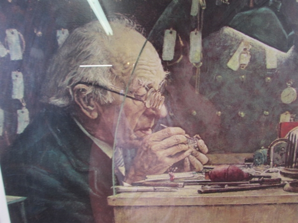 Framed and Signed Norman Rockwell The Watchmaker W/COA