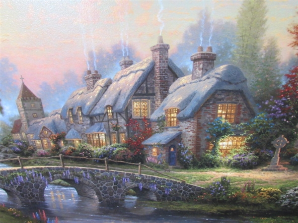 Thomas Kinkade Cobblestone Bridge Framed Canvas Limited Print w/COA