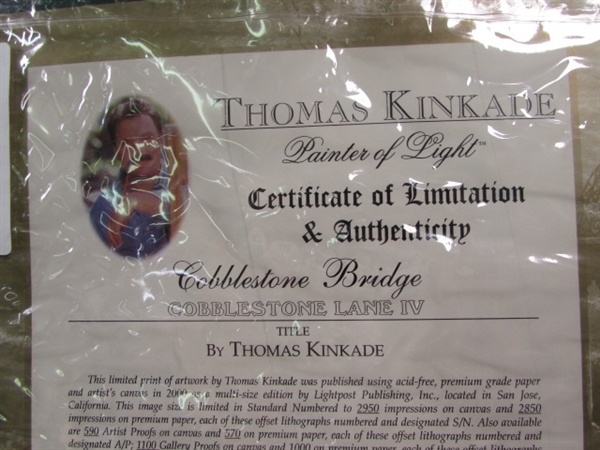 Thomas Kinkade Cobblestone Bridge Framed Canvas Limited Print w/COA