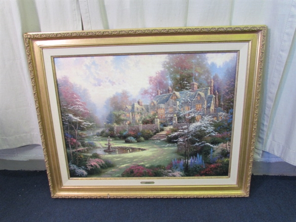 Thomas Kinkade Gardens Beyond Spring Gate Framed Canvas Limited Edition Lithograph