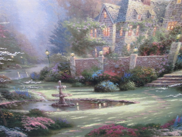 Thomas Kinkade Gardens Beyond Spring Gate Framed Canvas Limited Edition Lithograph