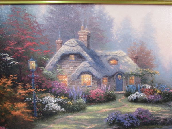 Thomas Kinkade Everett's Cottage Framed Canvas Print