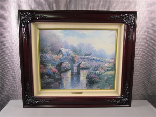 Thomas Kinkade Blossom Bridge Framed Limited Edition Offset Lithograph w/COA