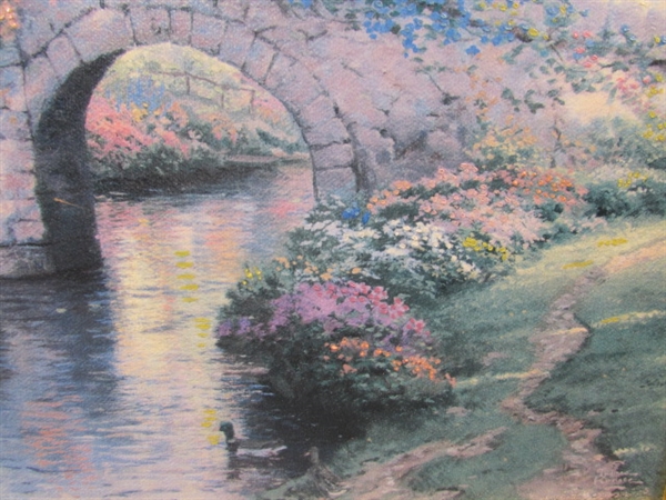 Thomas Kinkade Blossom Bridge Framed Limited Edition Offset Lithograph w/COA