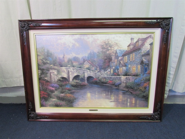 Thomas Kinkade Cobblestone Brooke Framed Limited Edition Offset Lithograph w/COA