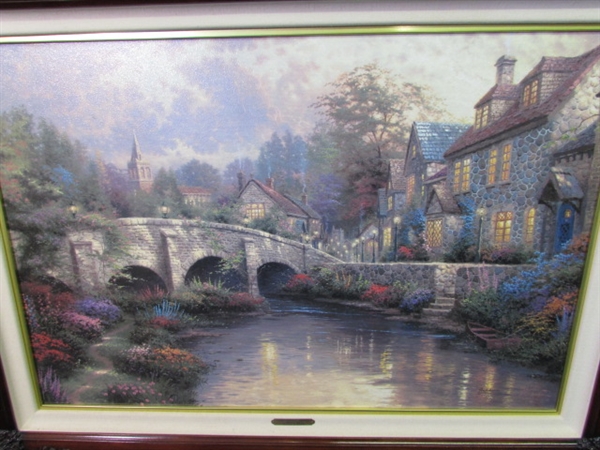 Thomas Kinkade Cobblestone Brooke Framed Limited Edition Offset Lithograph w/COA