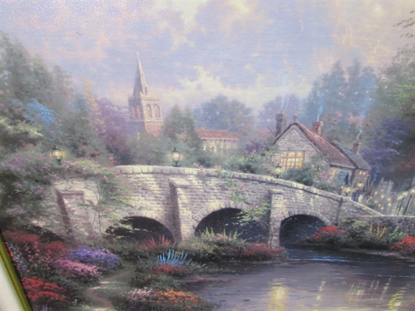 Thomas Kinkade Cobblestone Brooke Framed Limited Edition Offset Lithograph w/COA