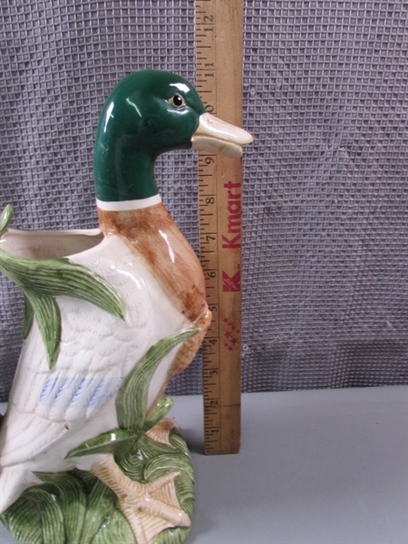 Vintage Fitz & Floyd Ducks- Pitcher, Cup, and Candle Holders