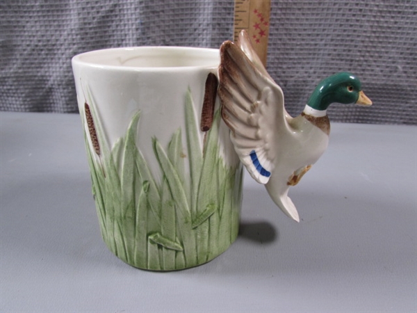 Vintage Fitz & Floyd Ducks- Pitcher, Cup, and Candle Holders